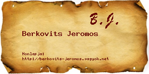 Berkovits Jeromos névjegykártya